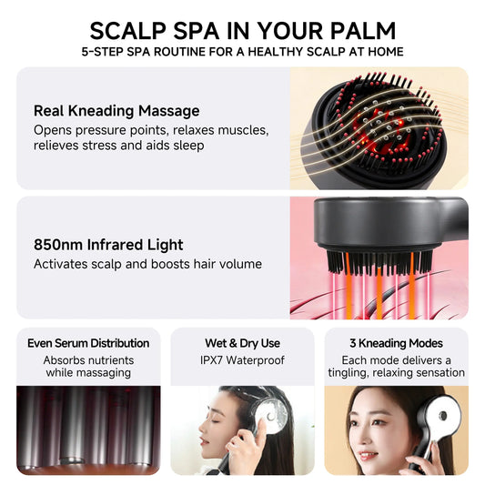 3 in 1 Scalp Massager Hair Growth Hair Oil Applicator,Electric Scalp Brush for Home,Ipx7 Waterproof Electric Head Massager